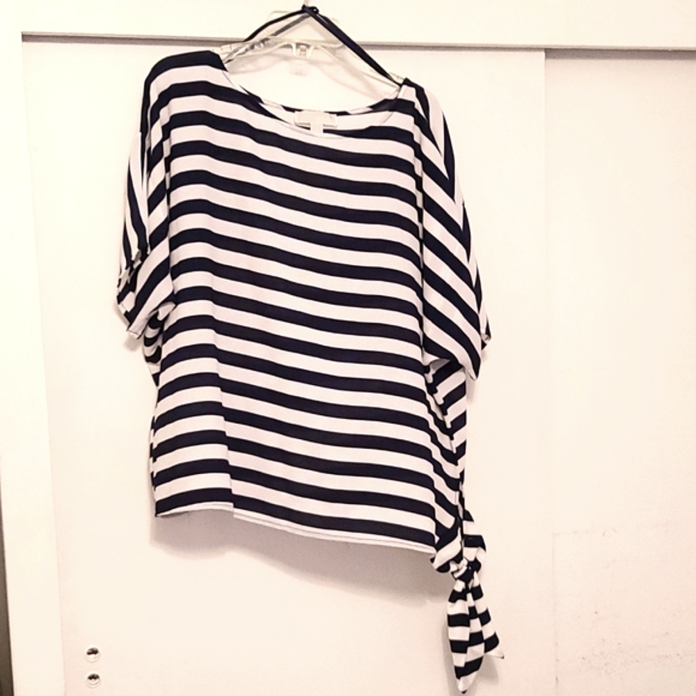 Michael Kors XL Navy Blue/White Stripped Blouse